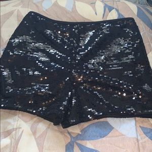 sequin black shorts
